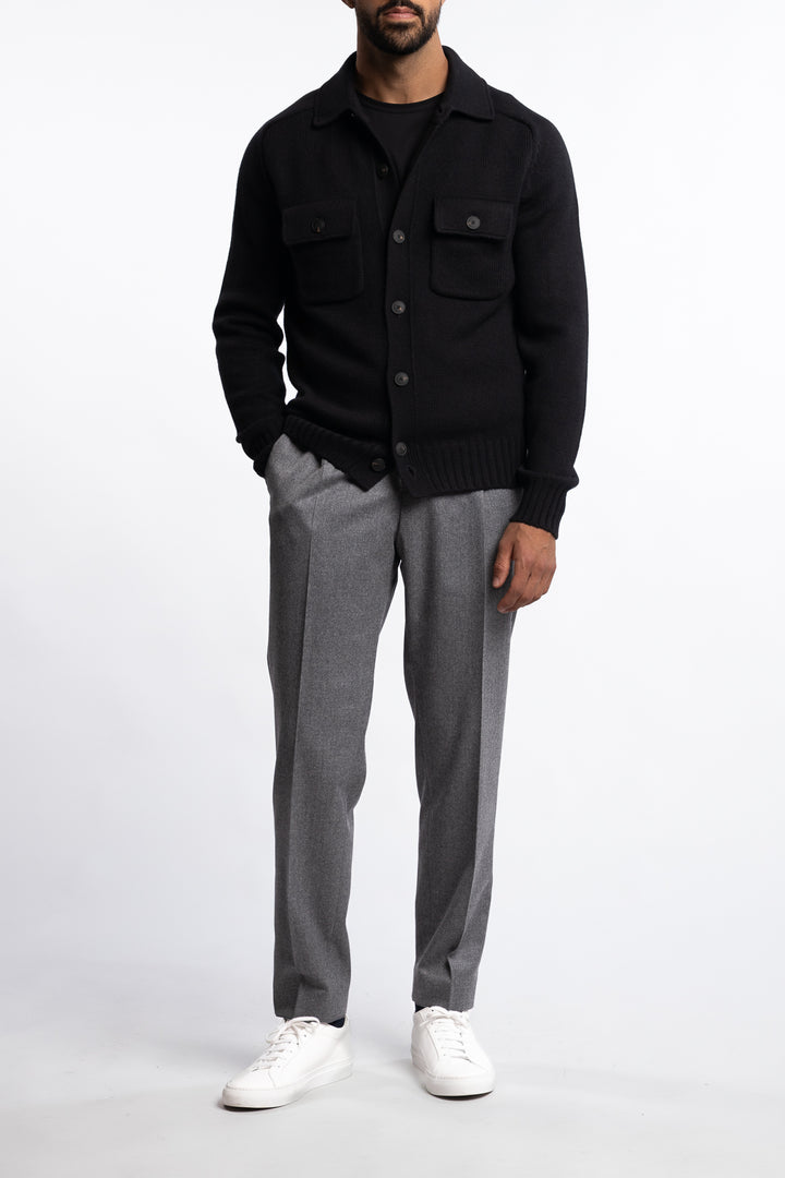 Super Geelong Jacket With Buttons And Shirt Collar Black