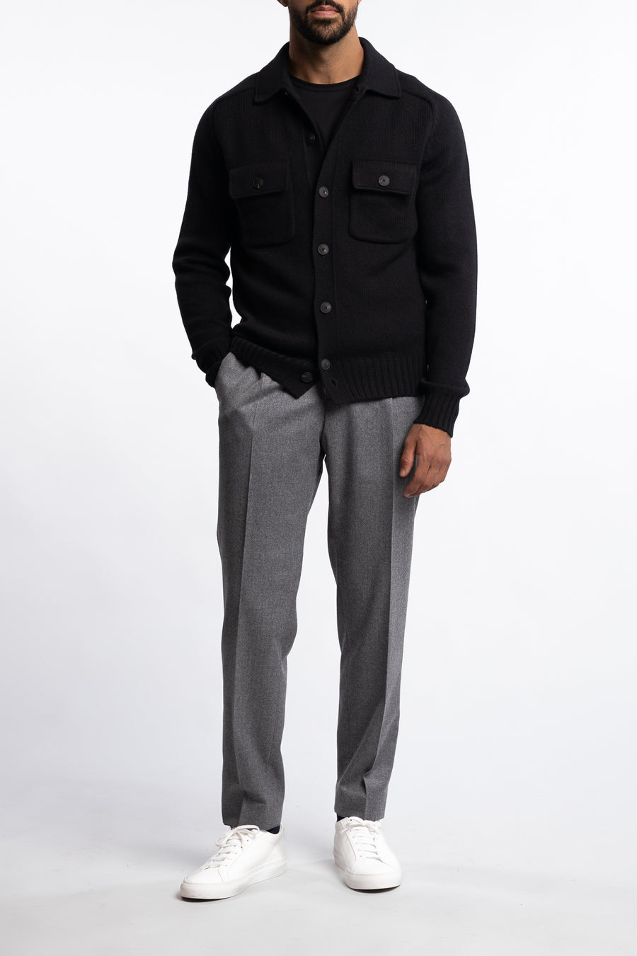 Super Geelong Jacket With Buttons And Shirt Collar Black