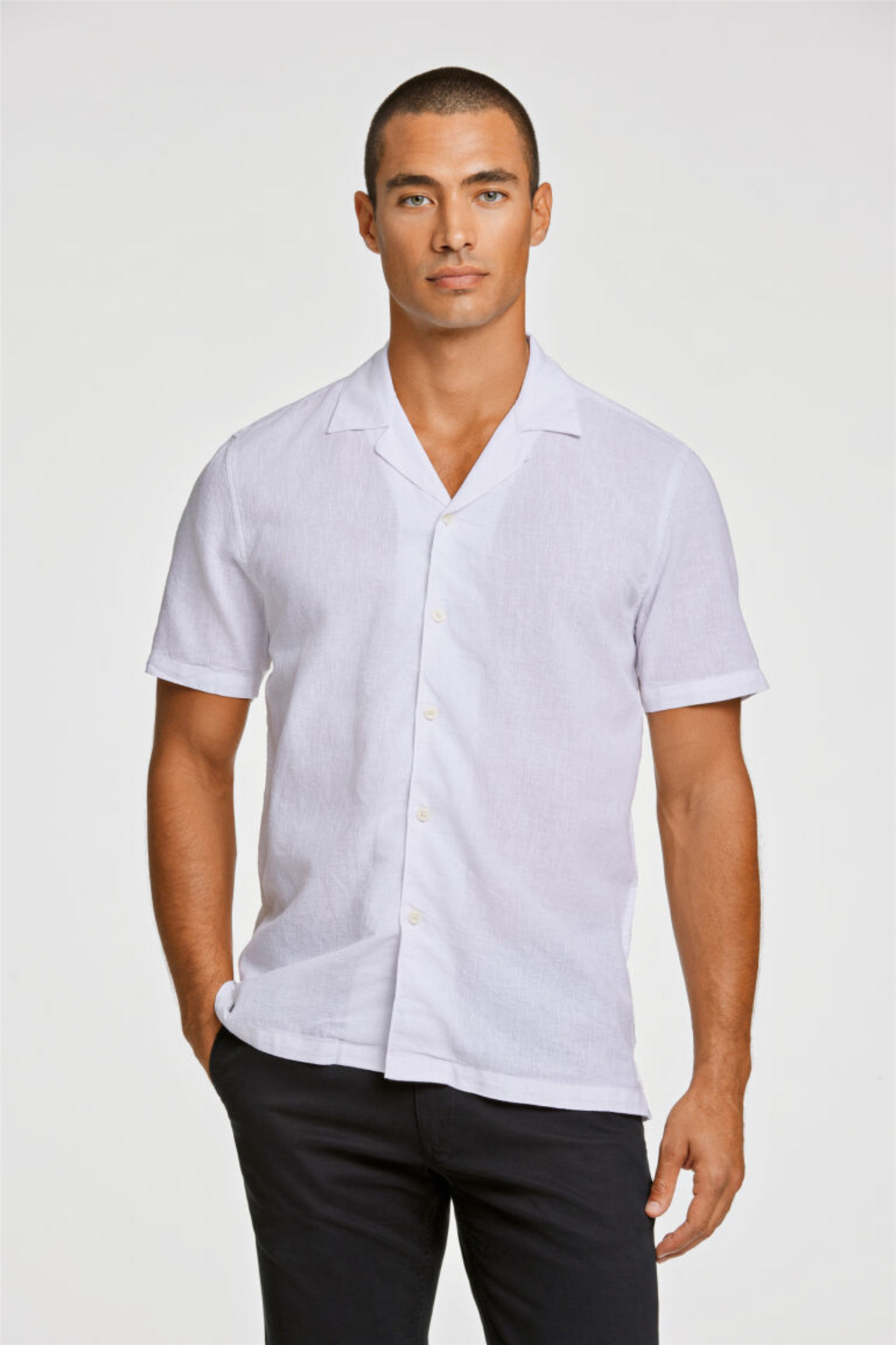 Casual Linen Blend Resort S/S White