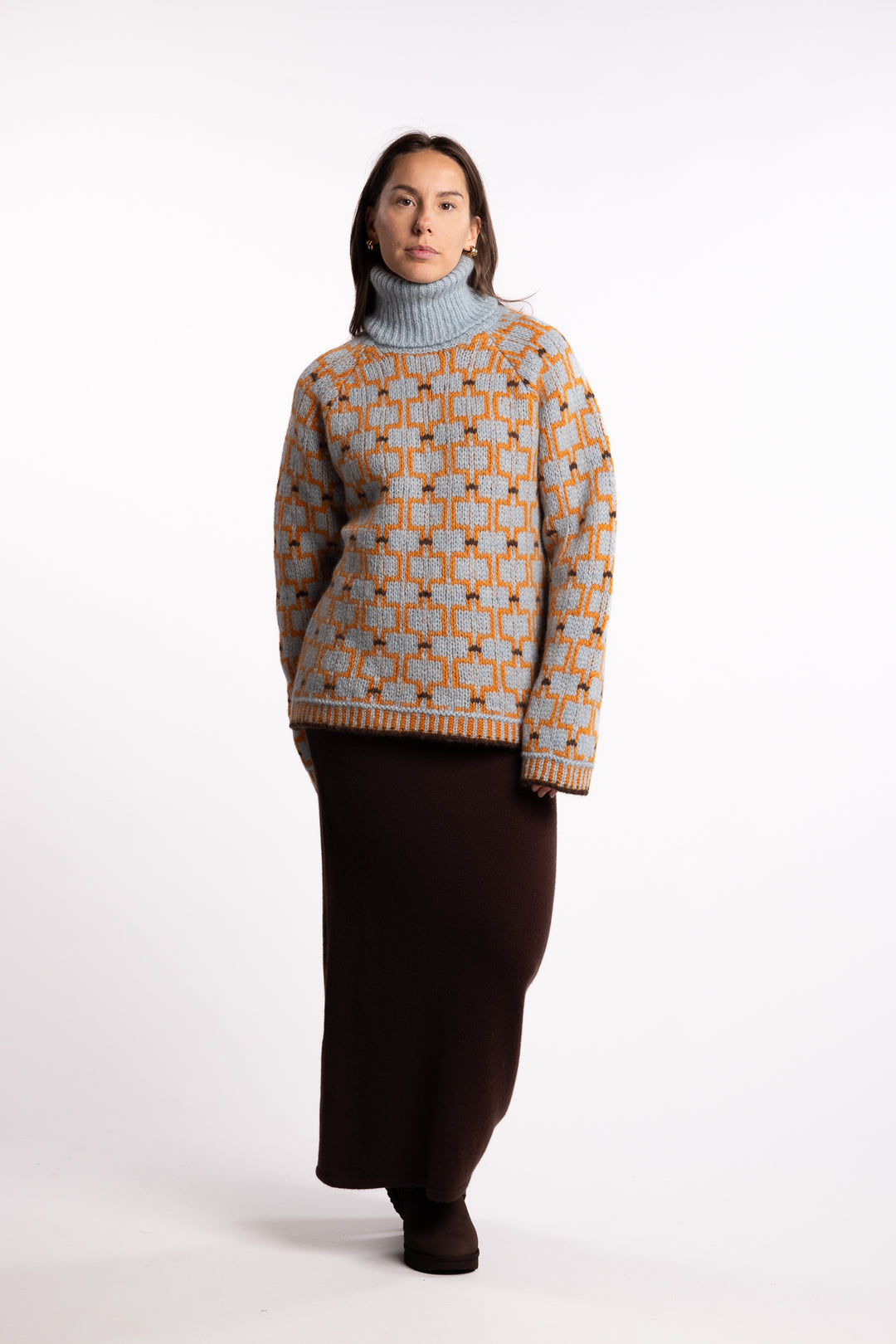 Norwegian Wool Turtleneck - Blue Mix