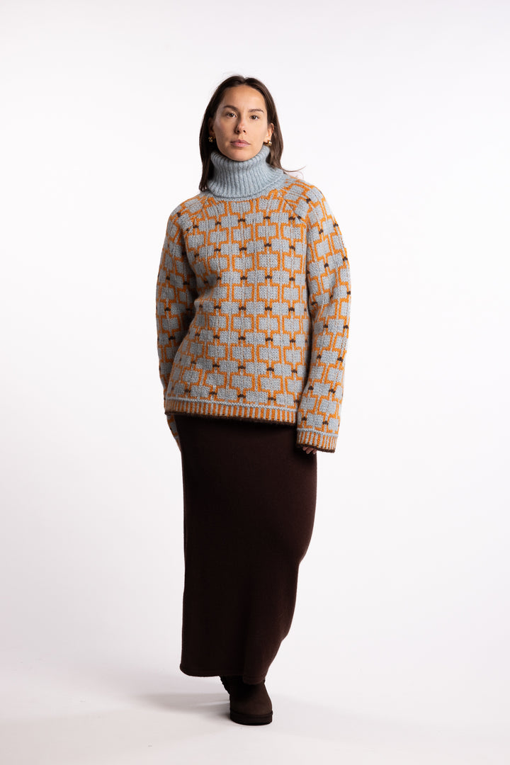 Norwegian Wool Turtleneck - Blue Mix