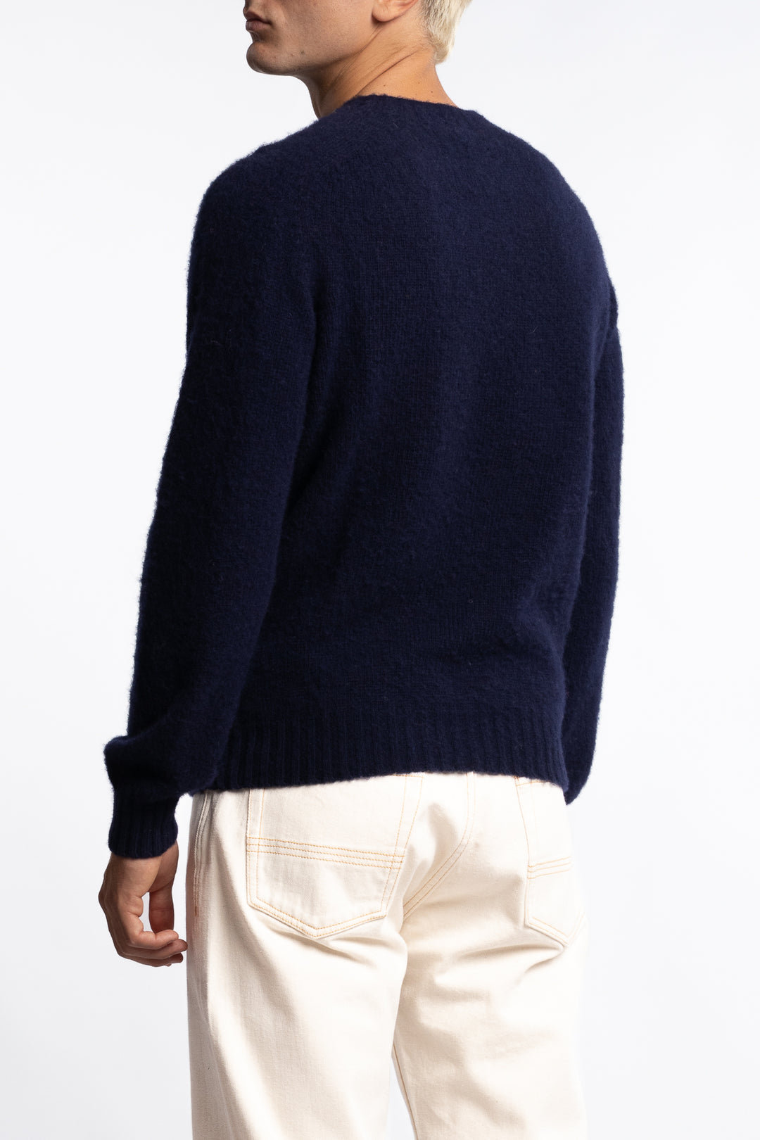 Brushed Shetland Crew Neck Jumper Navy