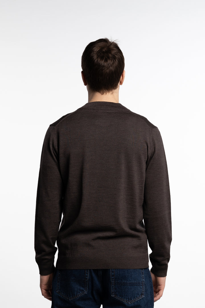 Merino Wool Half Zip Dk. Brown