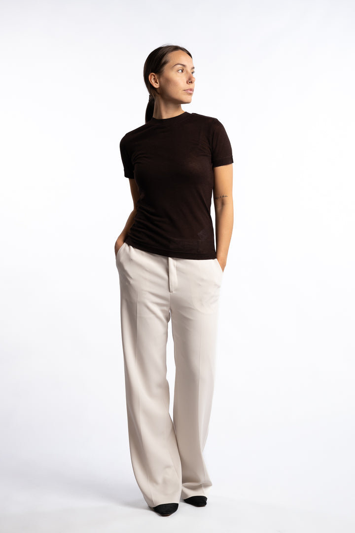 Lyocell Cashmere Tee- Brown