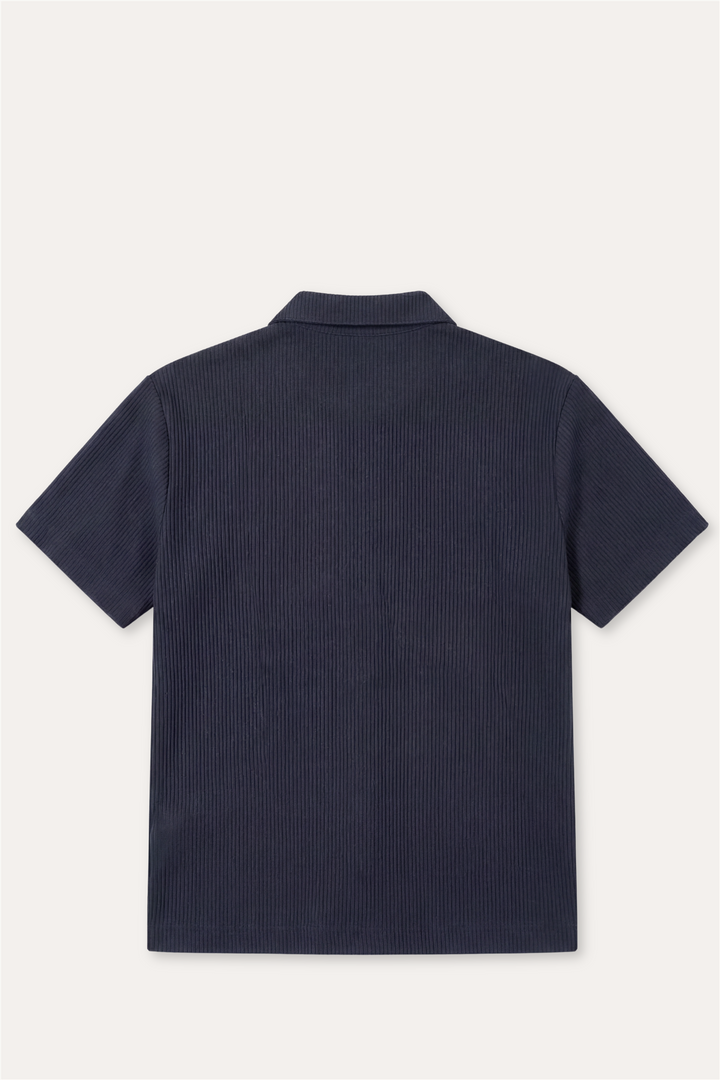 Rib Cotton Shirt Navy
