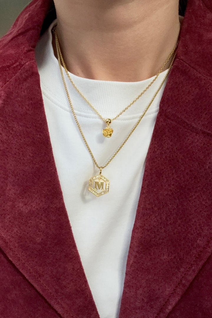 Floating Letter Necklace - Gold