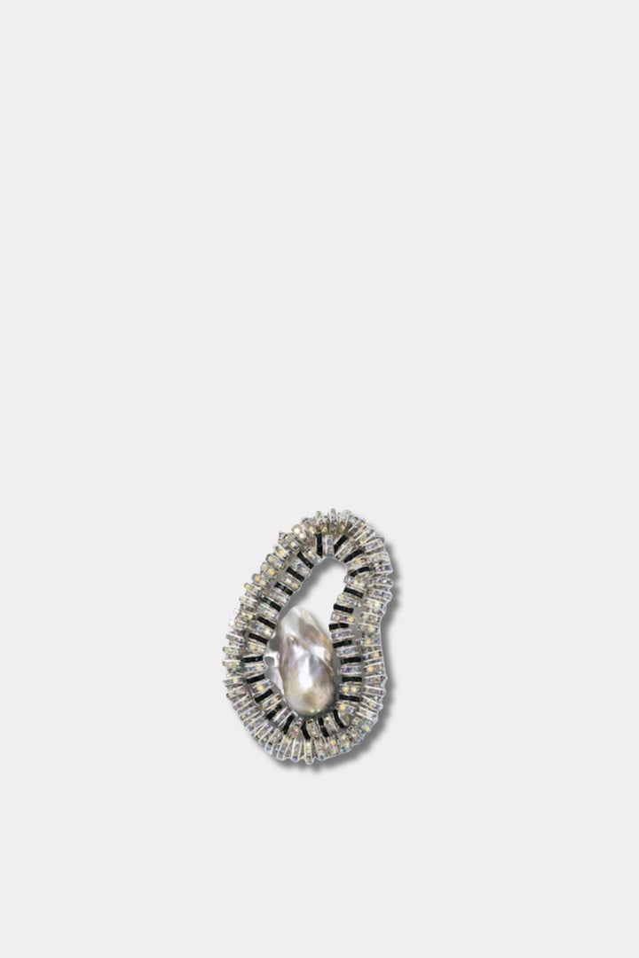 Oyster Brooch- Zebra