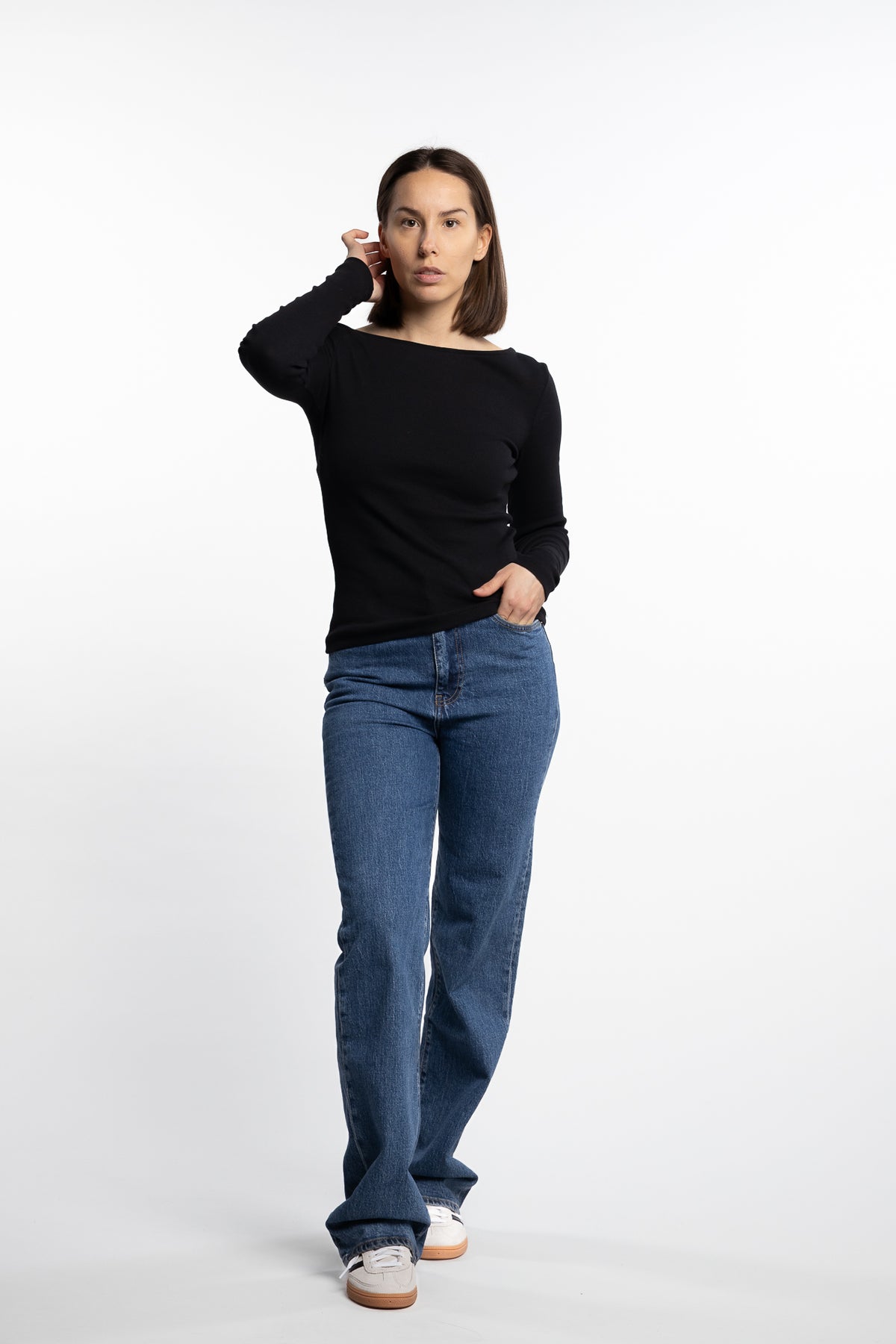 Petronella Rib Boatneck- Black