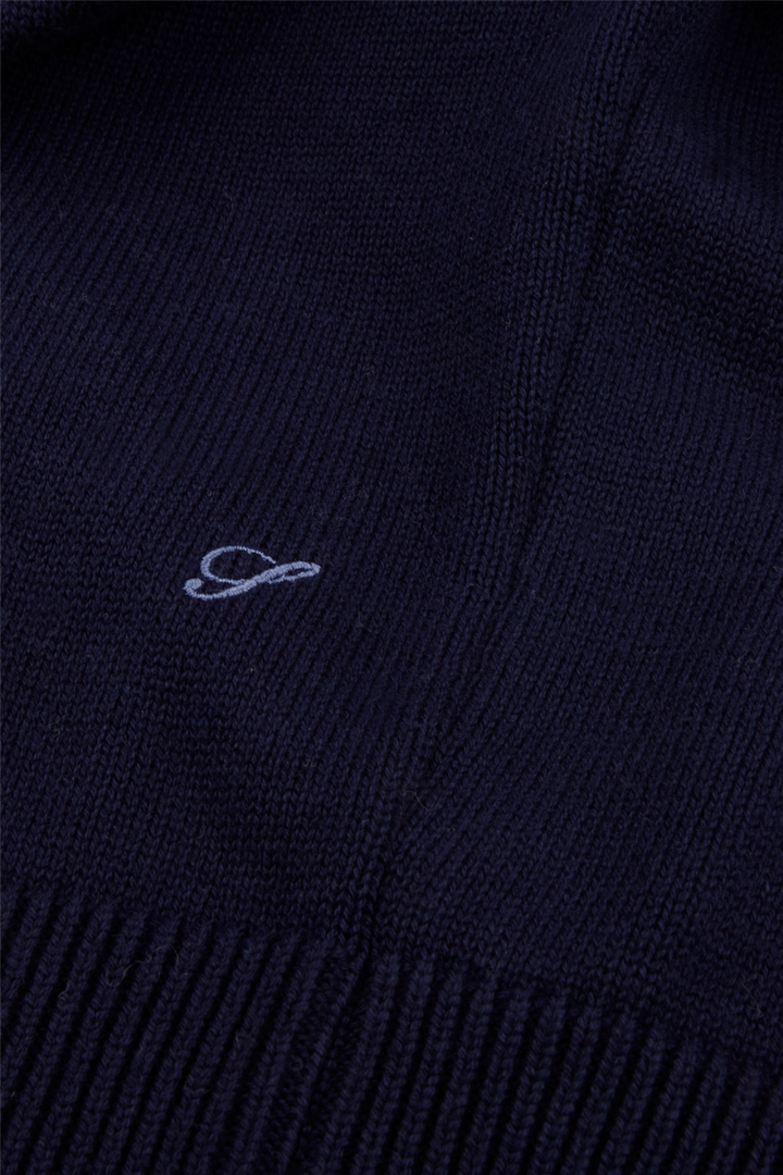 Sweater Knitted Crew Neck Organic Cotton Navy