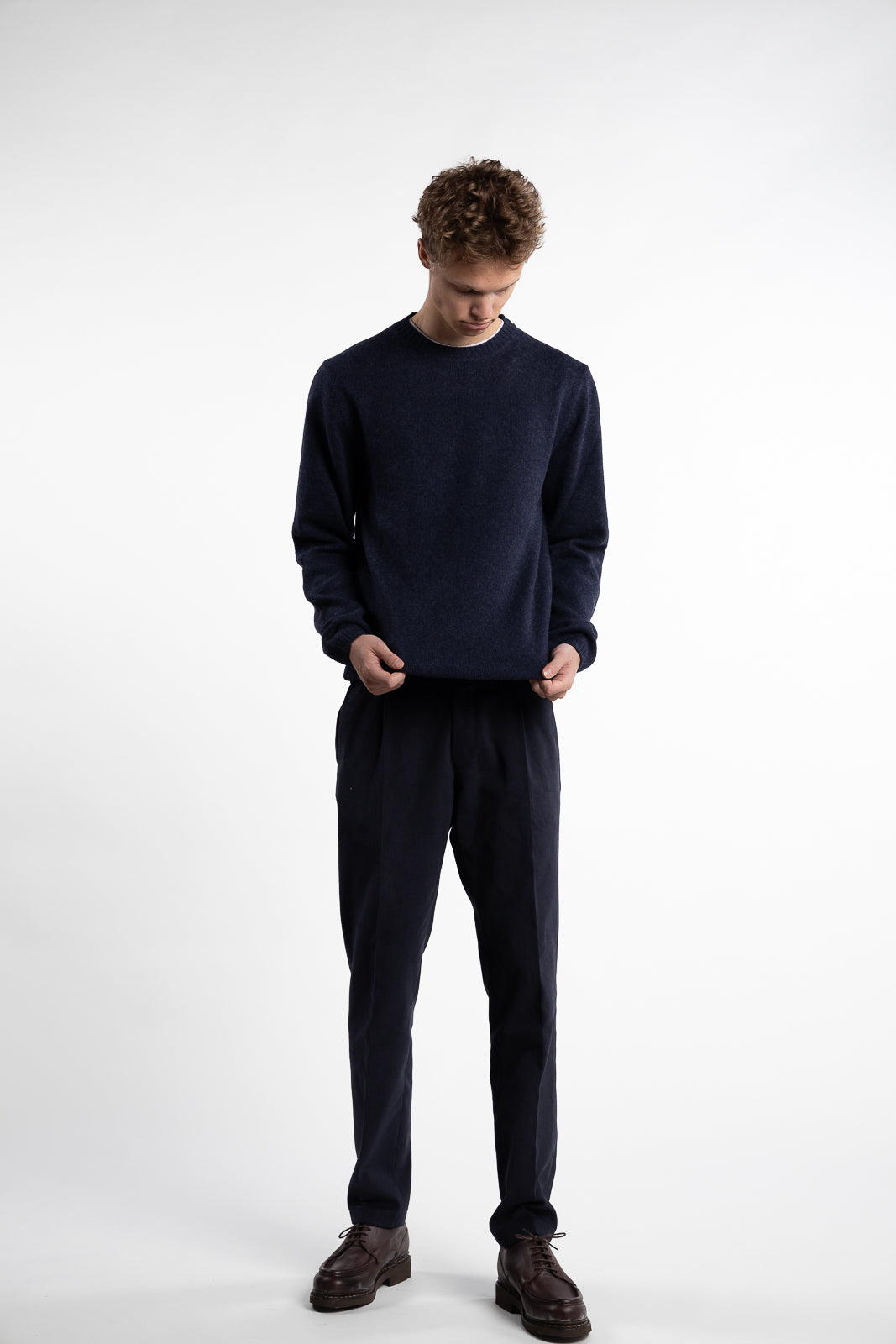 Merino Roundneck Melert Navy