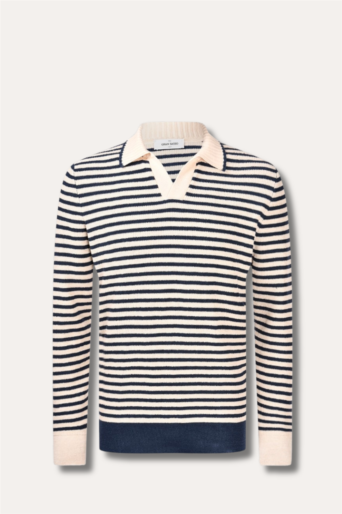 Striped Knitted Skipper Polo Off-White/Blue