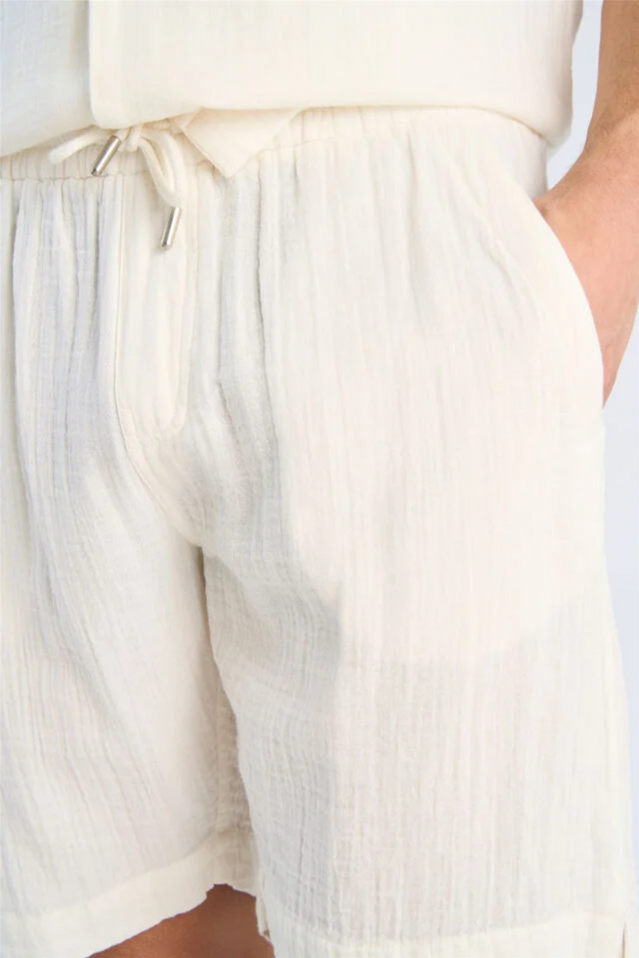 Cotton Muslin Shorts Off White