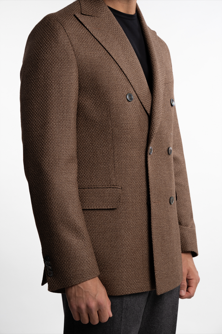 Farris Double Breasted Blazer Barque Brown