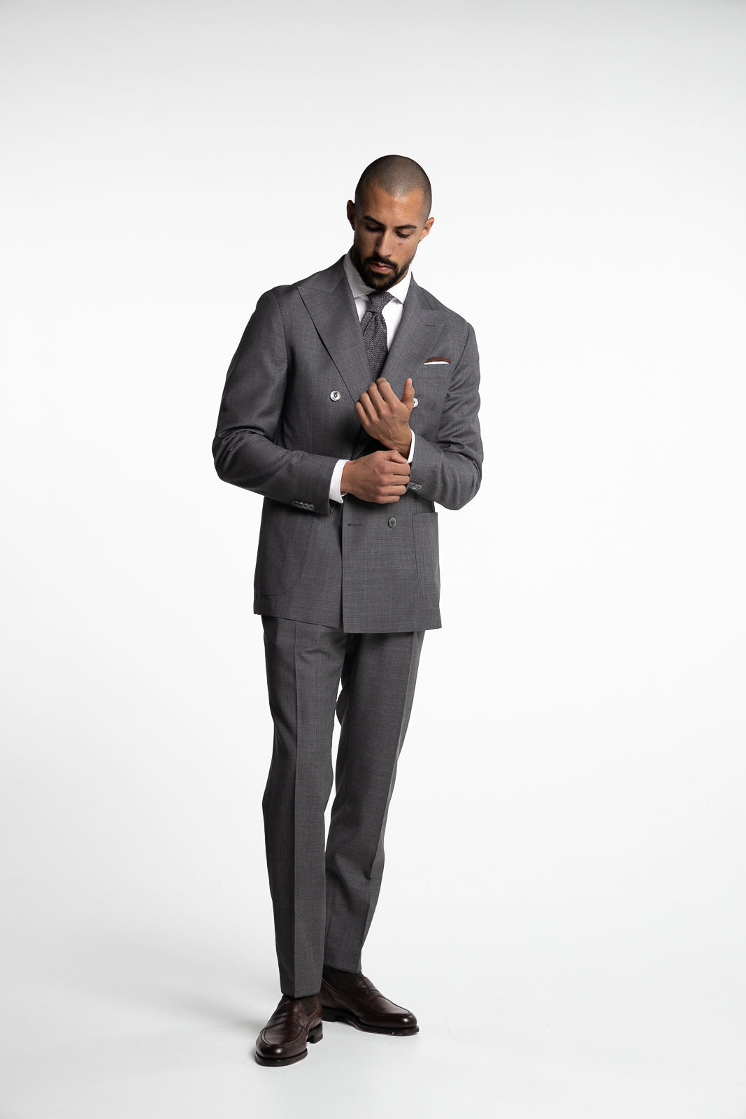 Prato Pleated Tropical Wool Trousers Grey