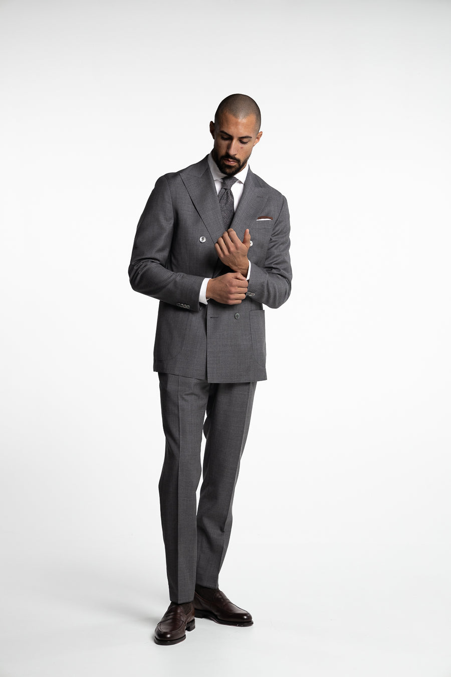 Prato Pleated Tropical Wool Trousers Grey