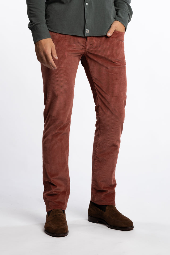 Nick Slim Fit Corduroy Trousers Rust Brown