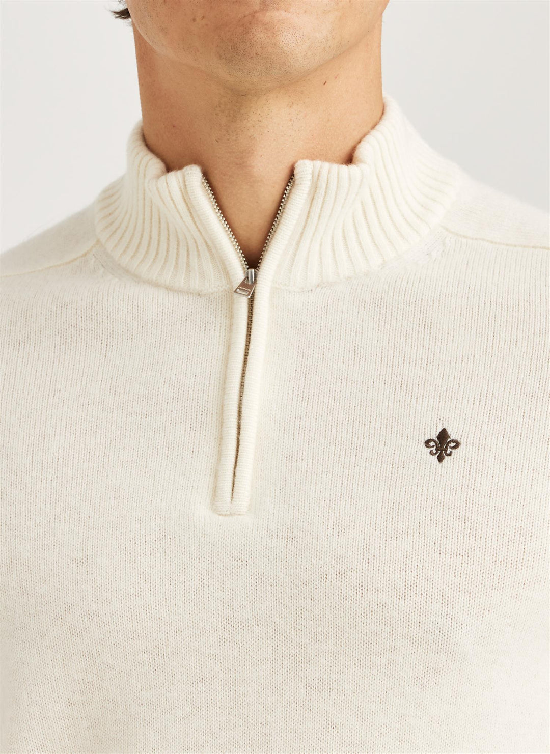 New Hertford Merino Half Zip Off-White