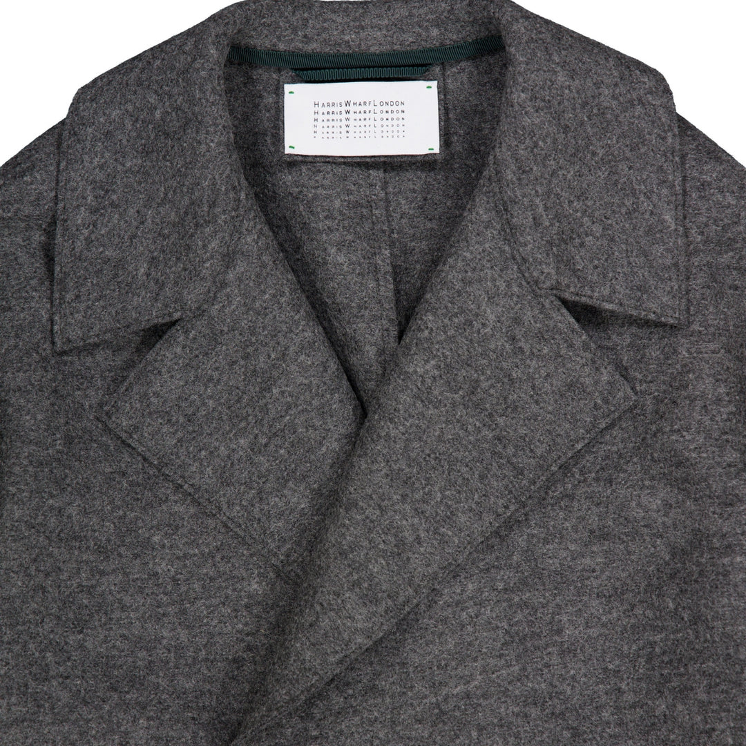 Dropped shoulder double breasted jacket pressed wool-  Middle grey