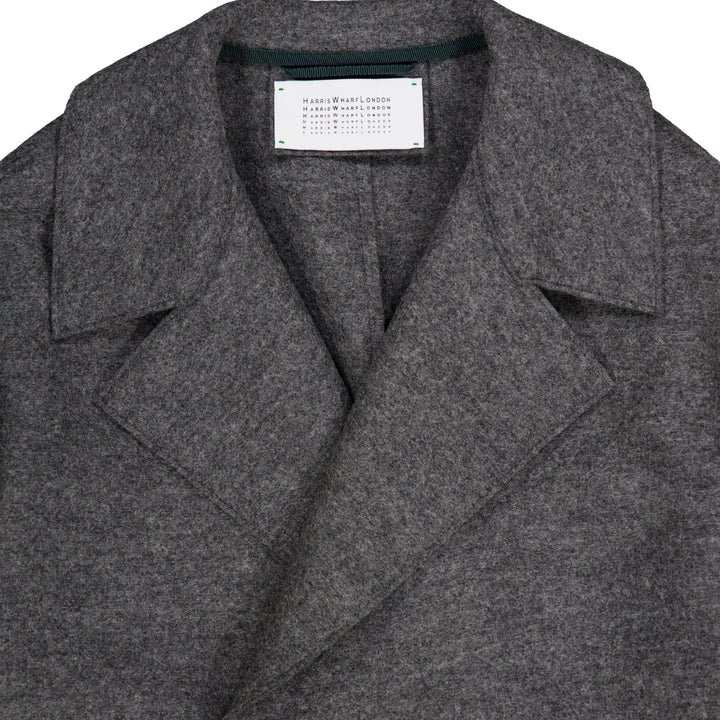 Dropped shoulder double breasted jacket pressed wool-  Middle grey