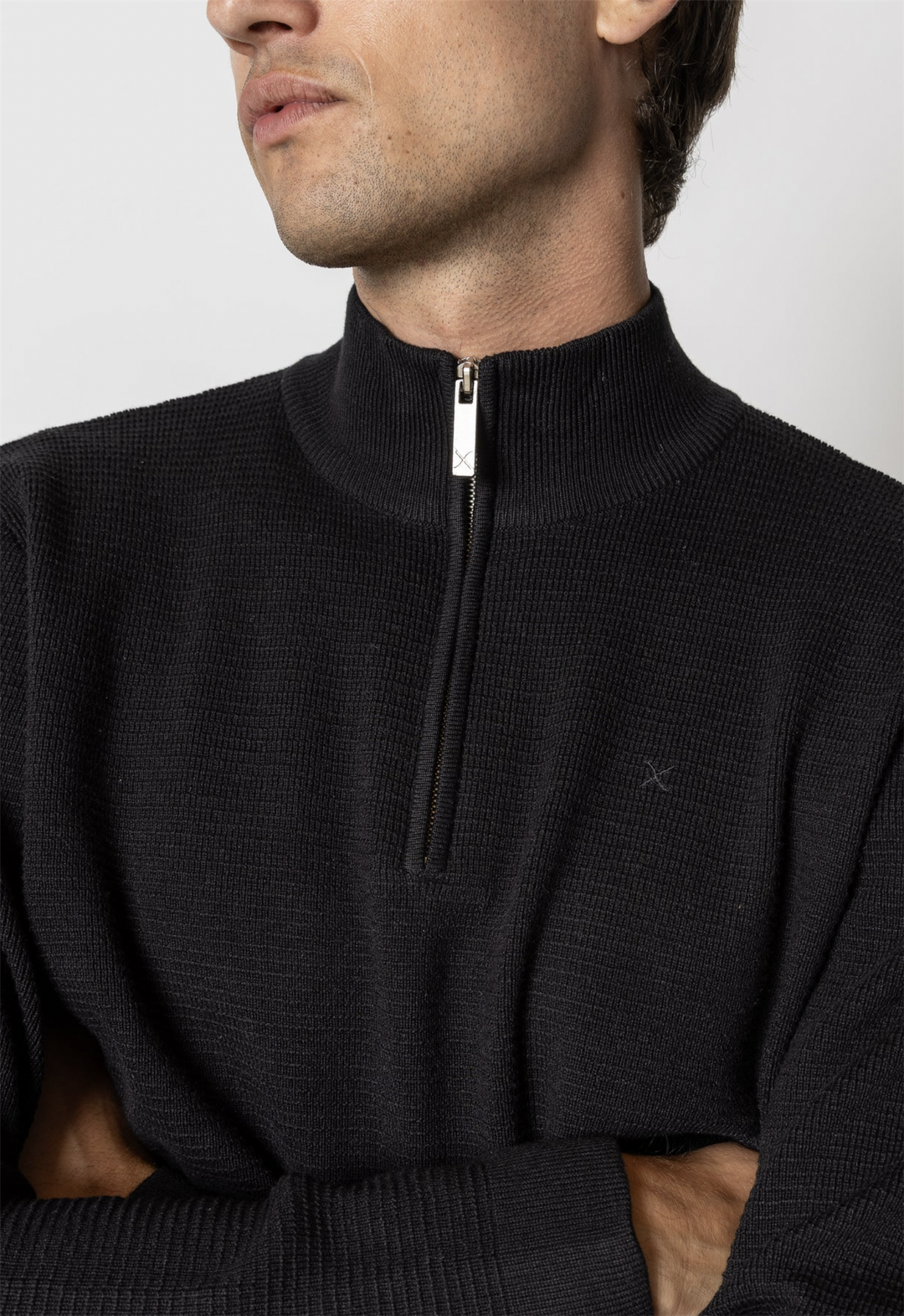 Oscar Half-Zip Knitted Jumper Black