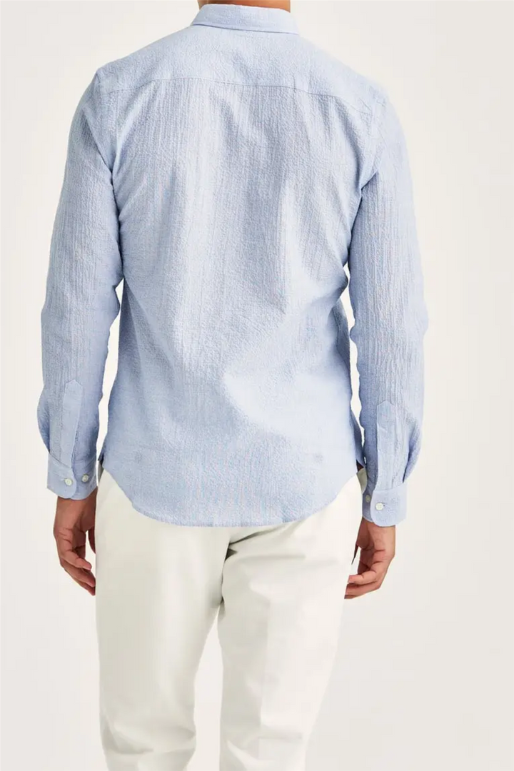 Seersucker Shirt Slim Fit Blue
