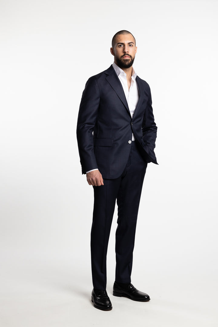 Palermo Slim Fit Trousers Dark Blue Melange