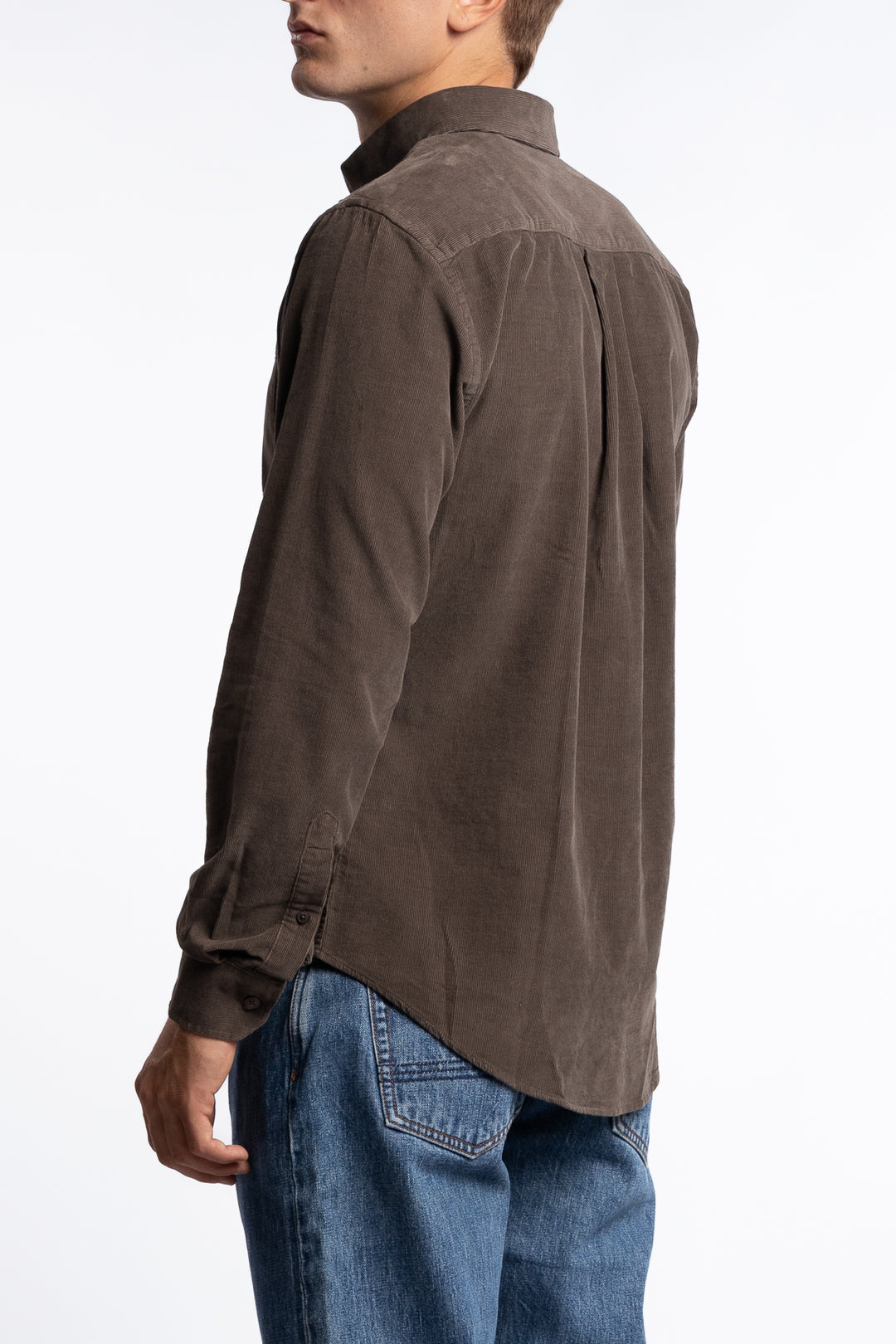Anton LS BD Baby Cord Shirt Brown