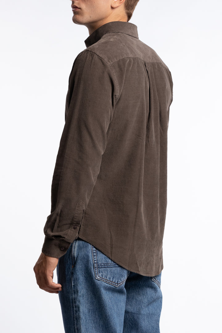 Anton LS BD Baby Cord Shirt Brown