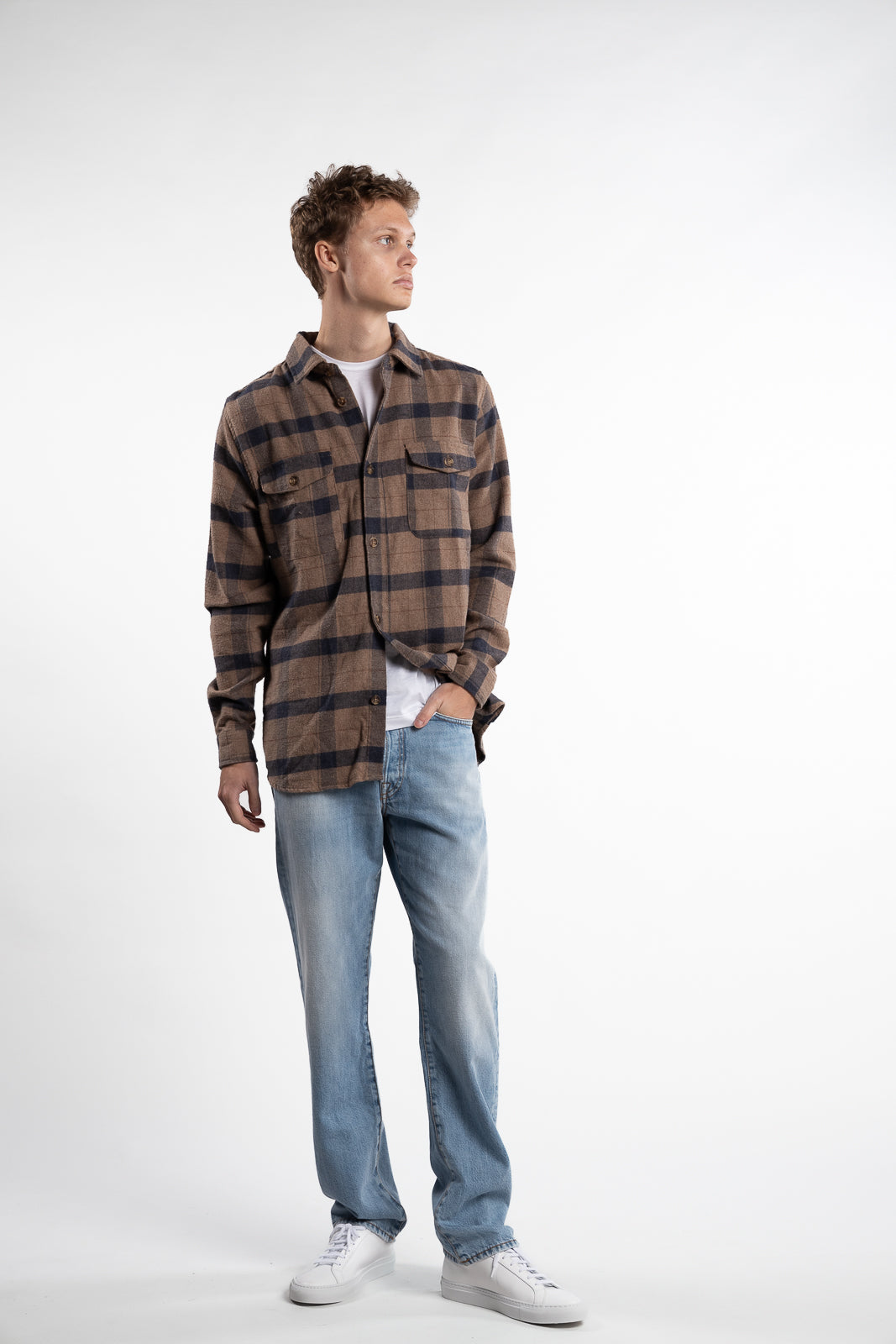 Lennon Flannel Check Desert Taupe/Dark Navy