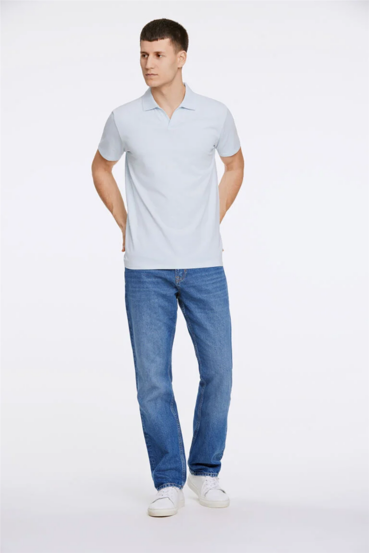 Stretch Polo Shirt S/S Pastel Blue