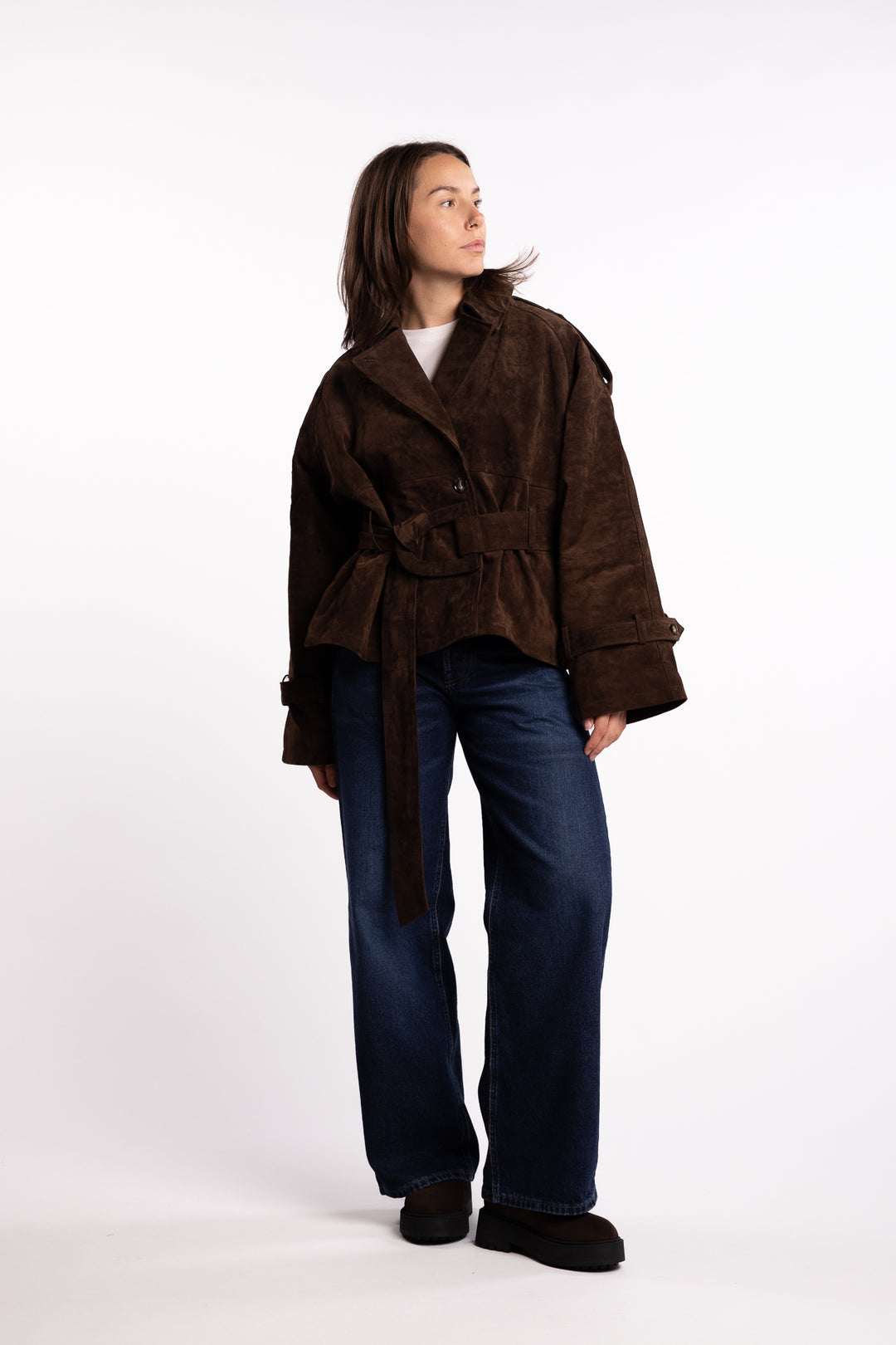 York Cropped Trench- Dark brown