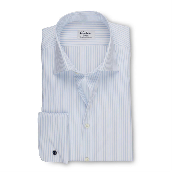 Slimline Twill Shirt French Cuffs Light Blue