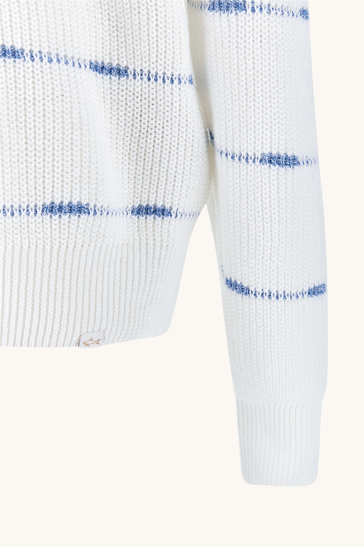 Crew-Neck Sweater Linen/Cotton Urukai With Striped Pattern