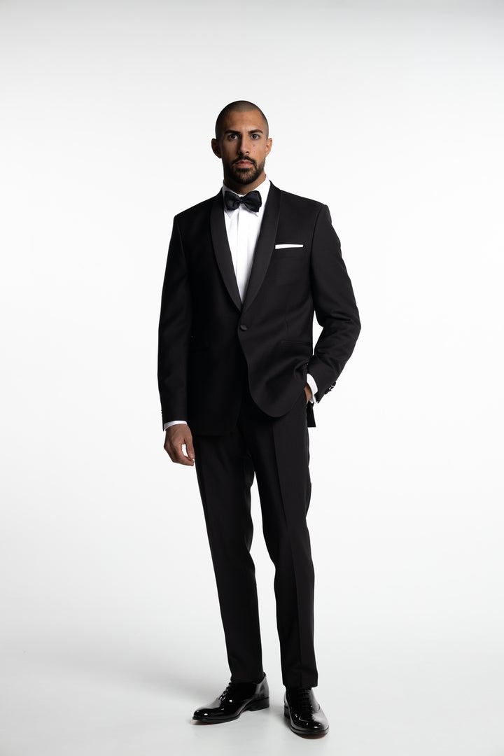 Filip Regular Fit Tuxedo Blazer Black