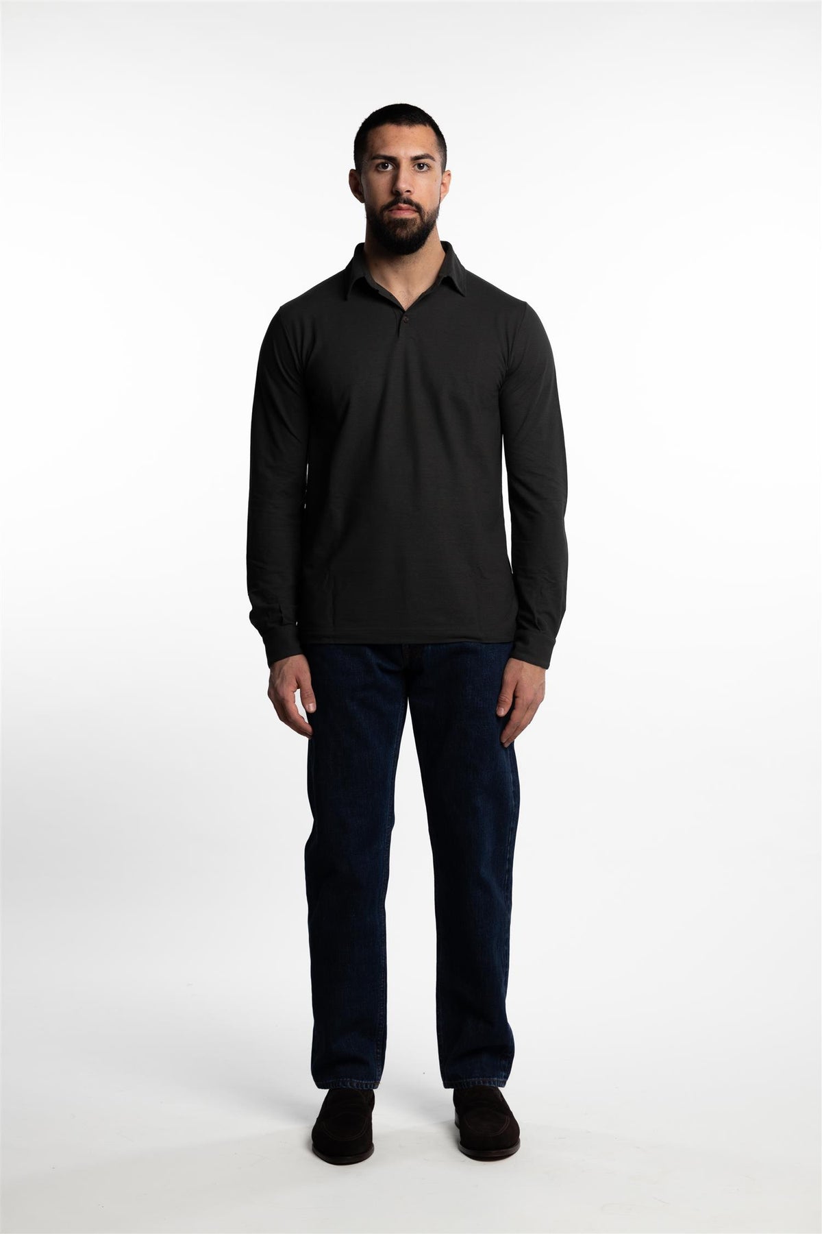 Ice Cotton Long Sleeve Polo Green