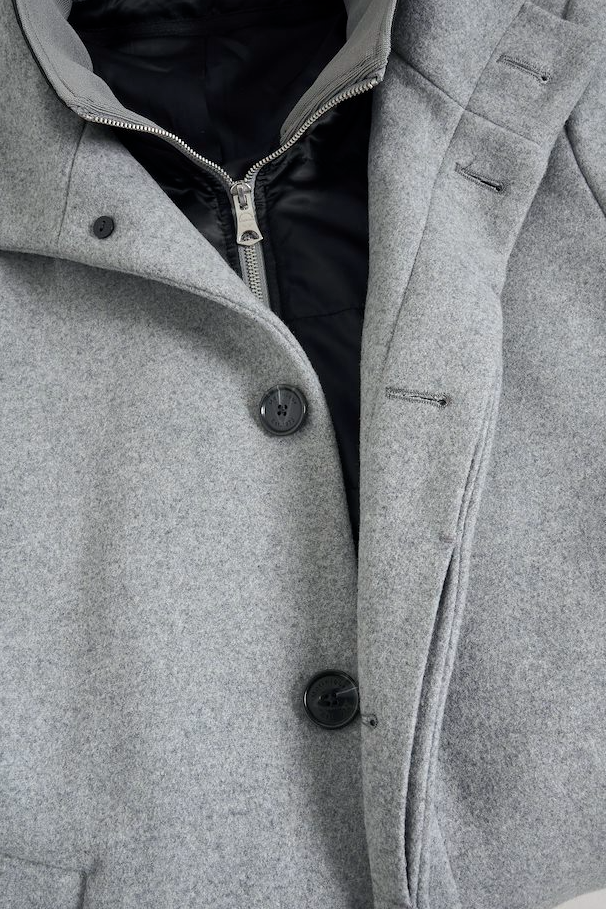 Harvey Classic Wool Coat Light Grey Melange