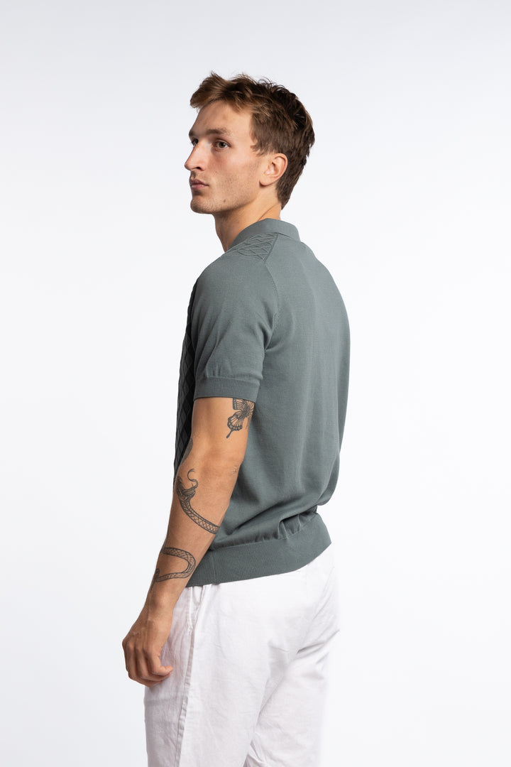 Mirza Cableknit Poloshirt Green