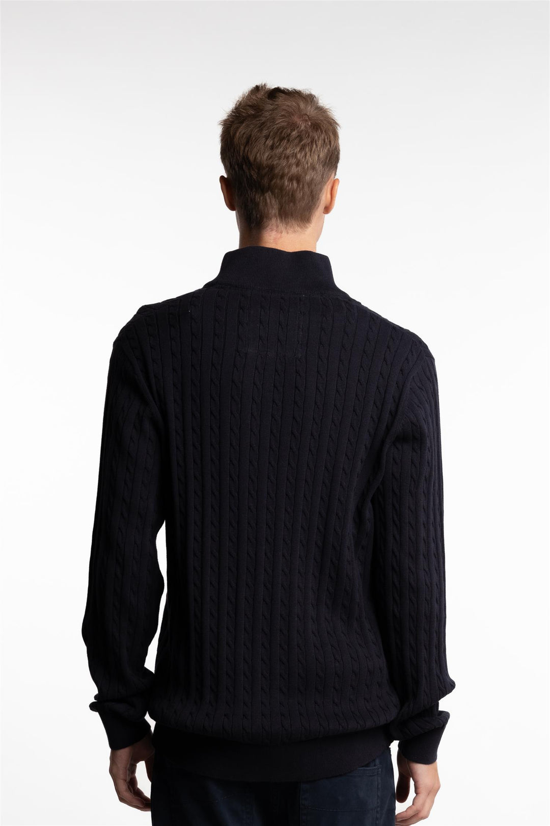 Half Zip Cable Knit Navy