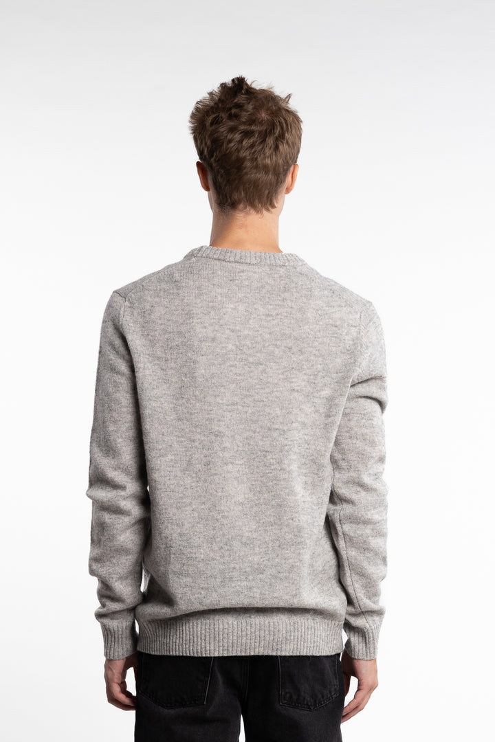 Lambswool O-Neck Knit Mid Grey Melange