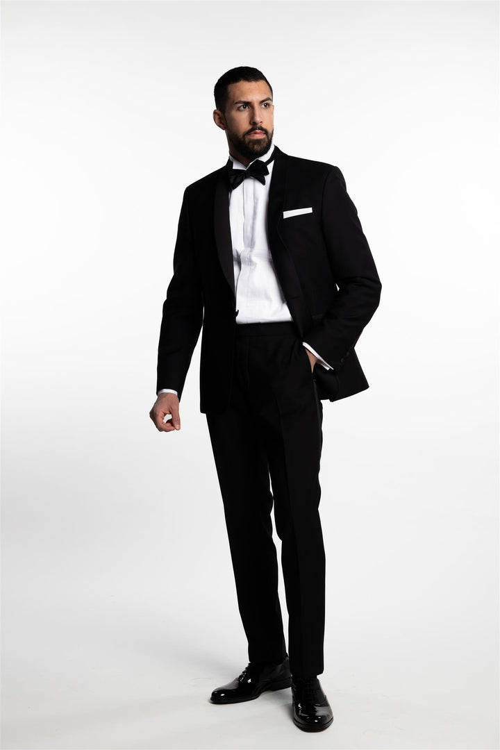 Filip Regular Fit Tuxedo Blazer Black