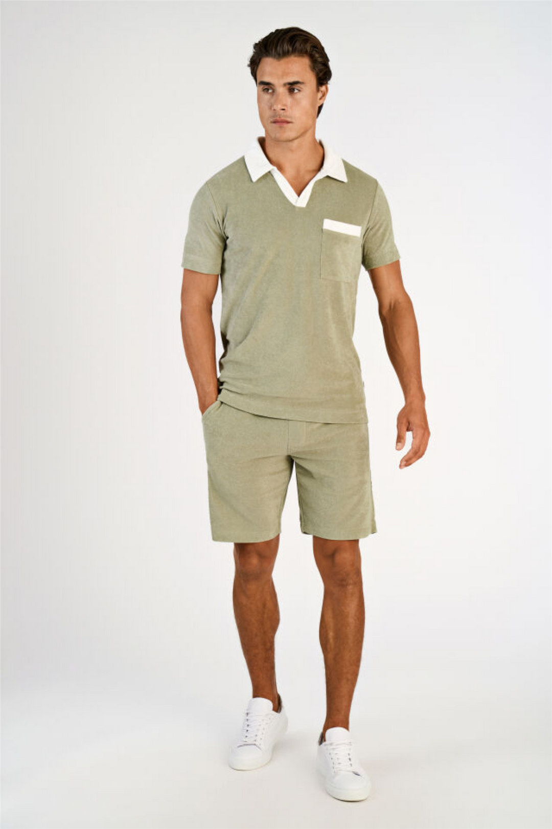 Towel Shorts W. Elastic Waist Dusty Olive