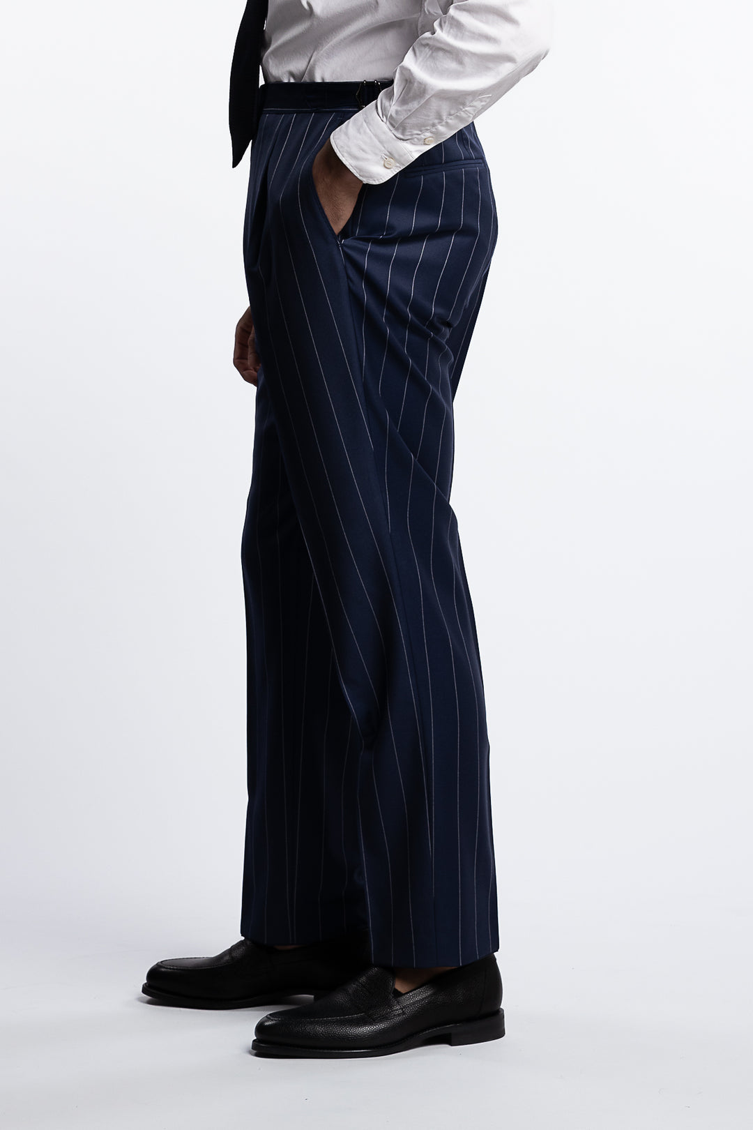 Delon Regular Fit High Waist Twill Trousers Dark Blue