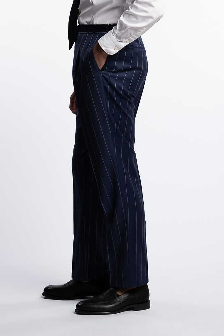 Delon Regular Fit High Waist Twill Trousers Dark Blue