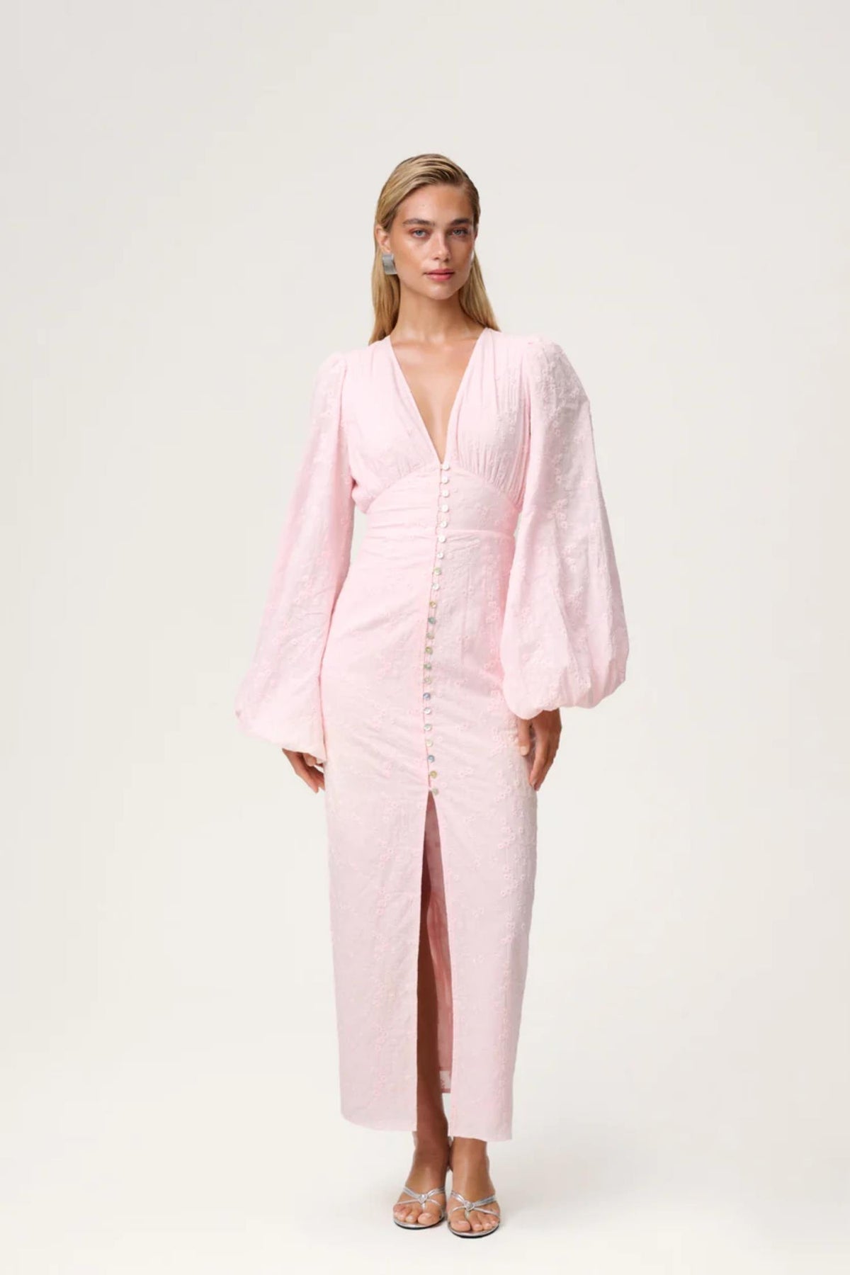 Positano Dress- Pink Embroidery