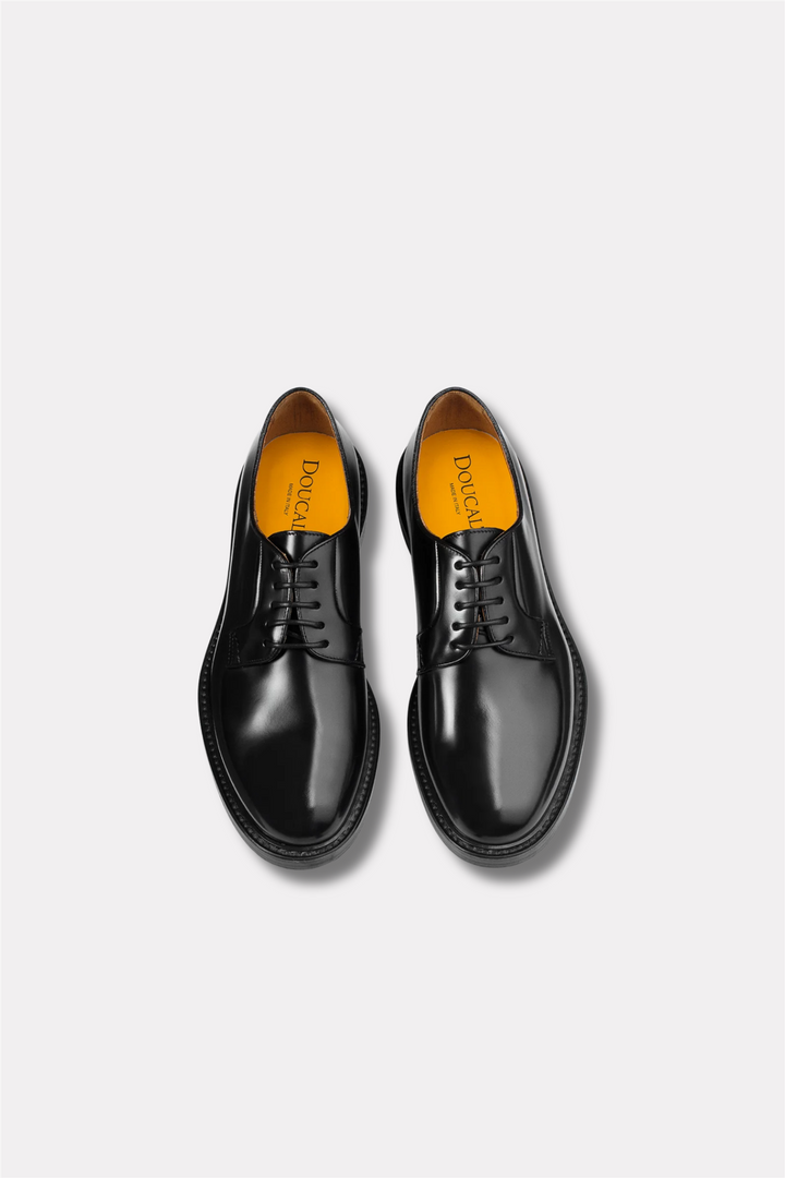 Black Leather Lace-Up