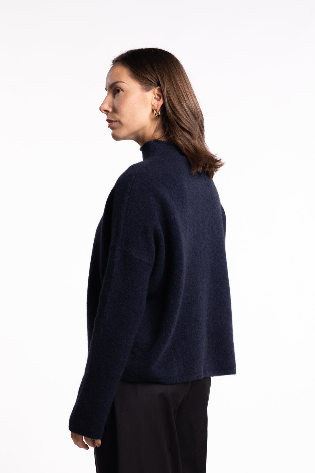 Mika Yak Funnelneck Sweater- Navy
