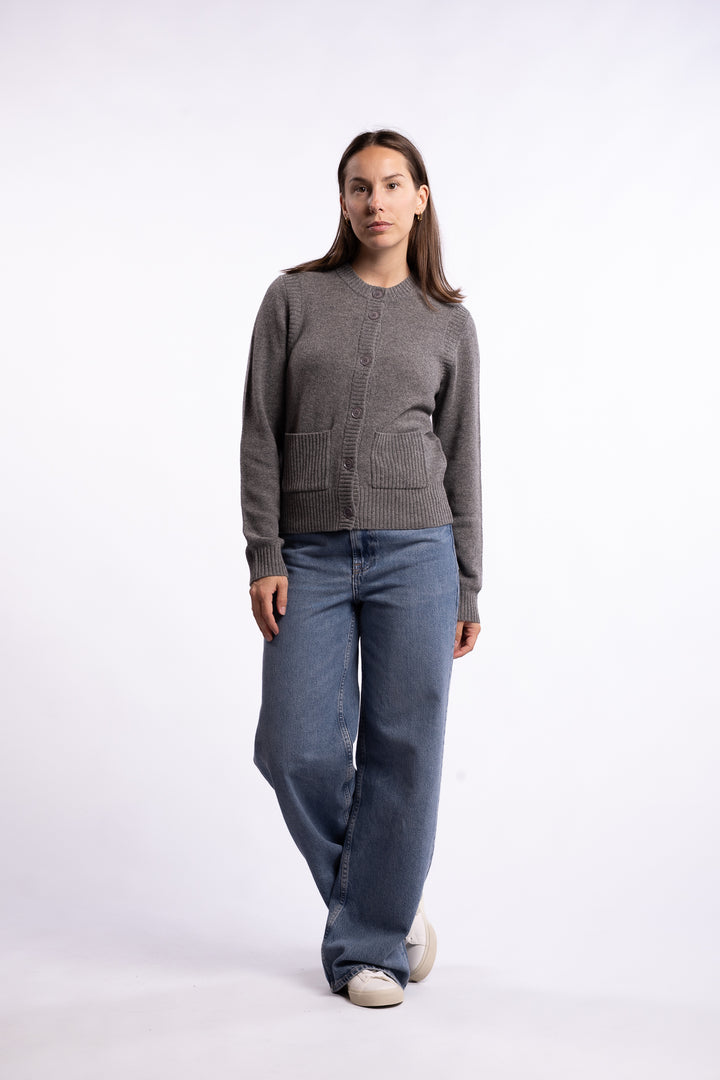 Saelif Short Cardigan 15010 - Dark Grey Mel.