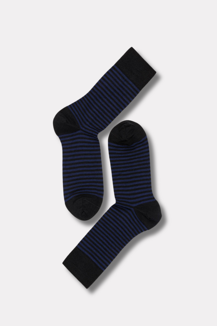 Fine Wool Small Stripes Black/Blue