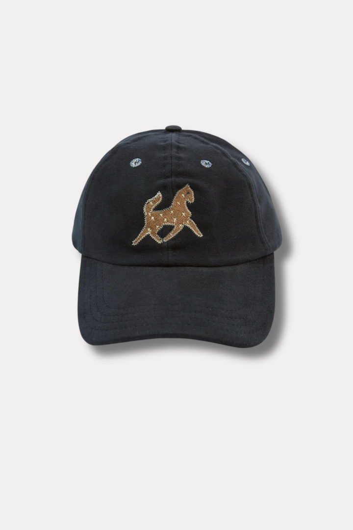 Horse Applique Moleskin Baseball Cap Dark Navy