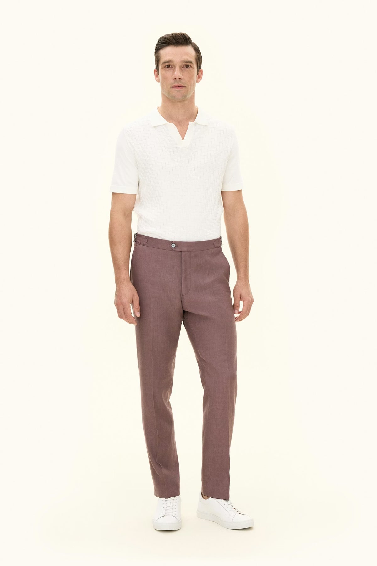 Dandy Side Adjusters Linen Trousers Purple